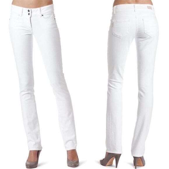 PAIGE Hidden Hills Straight Leg High Rise Jean Optic White - Picture 2 of 11